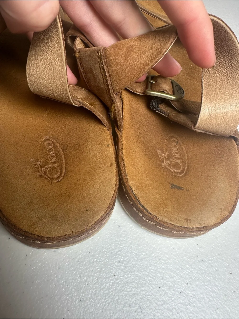 Chaco Tan Suede Cross-Strap Women’s Sandals